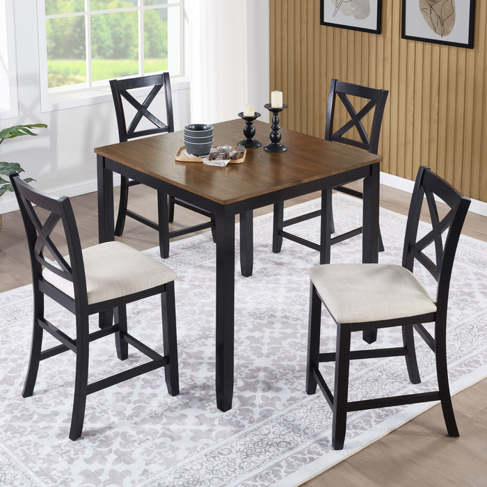 5 Piece Counter Height Dining Table Set With 4 Chairs Home Essentials