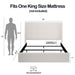 Caron - King Size Upholstered Wingback Bed With High Headboard - Ivory House & Home Furniture