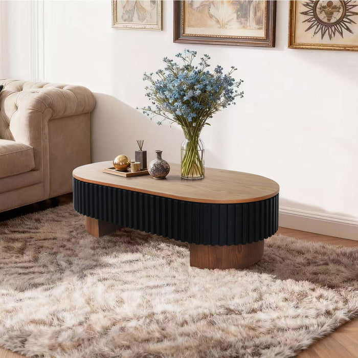 Elliptical Living Room Coffee Table With Hidden Storage And Removable Tabletop Home Essentials