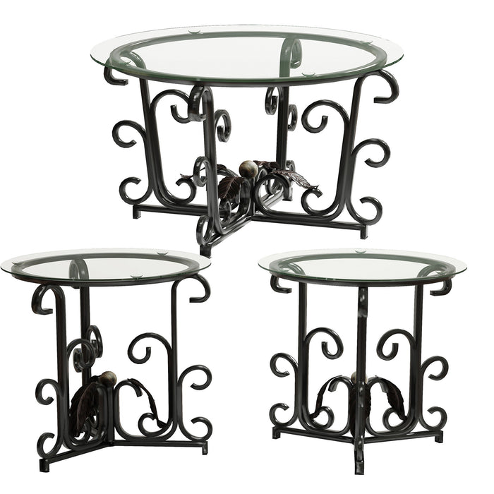 3 Piece Coffee Table Set, Scratch-Resistant - Black