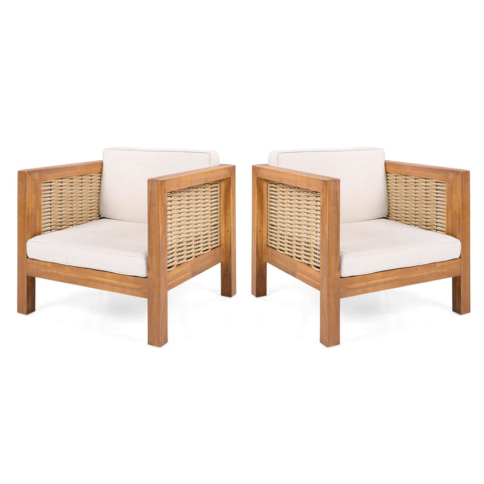 Outdoor Club Chair With Wicker Armrest Noble House