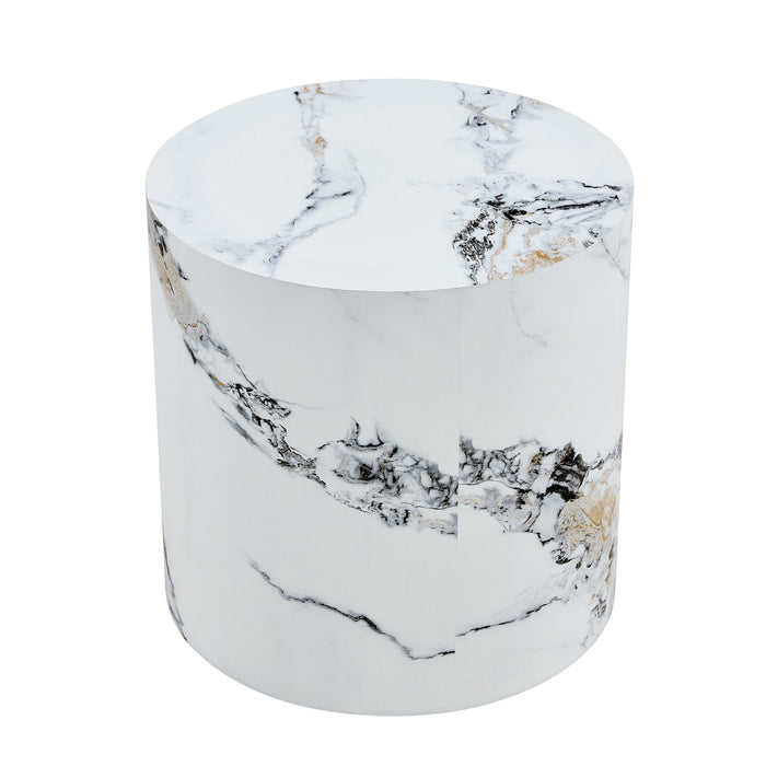 Elegant Cylindrical Table With Patterned Design For Versatile Use - White Home Essentials