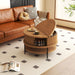 Flip-Top Round Coffee Table With Storage - Brown Home Essentials