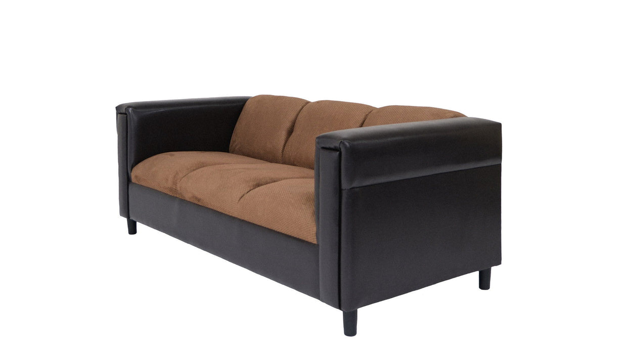 Chenille Sofa With Black Legs - Brown