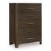 Radkin - Five Drawer Chest - Burnished Brown Signature Design by Ashley®