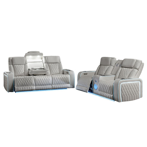 Electra - 3 Piece Power Reclining Sofa, Loveseat And Recliner Set With Power Headrests, Massage And LED Lighting Matrix Furniture Group