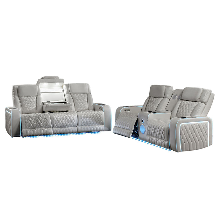 Electra - 3 Piece Power Reclining Sofa, Loveseat And Recliner Set With Power Headrests, Massage And LED Lighting Matrix Furniture Group
