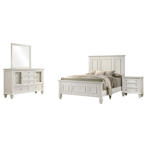Dennis - 4 Piece Eastern King Bedroom Set - Cream White Furniture Max