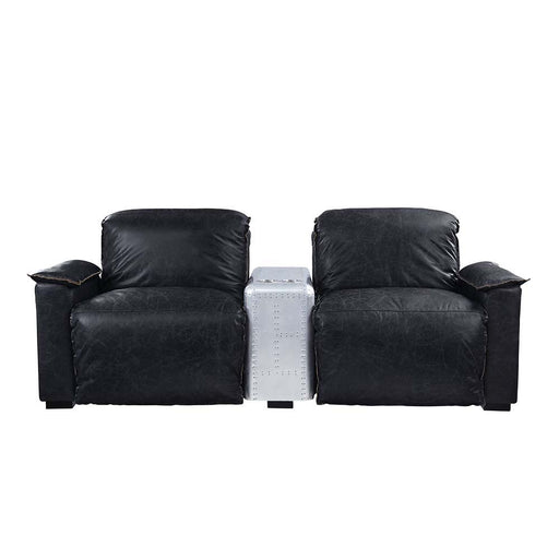 Misezon - Power Motion Recliner - Black Top Grain Leather & Aluminum ACME