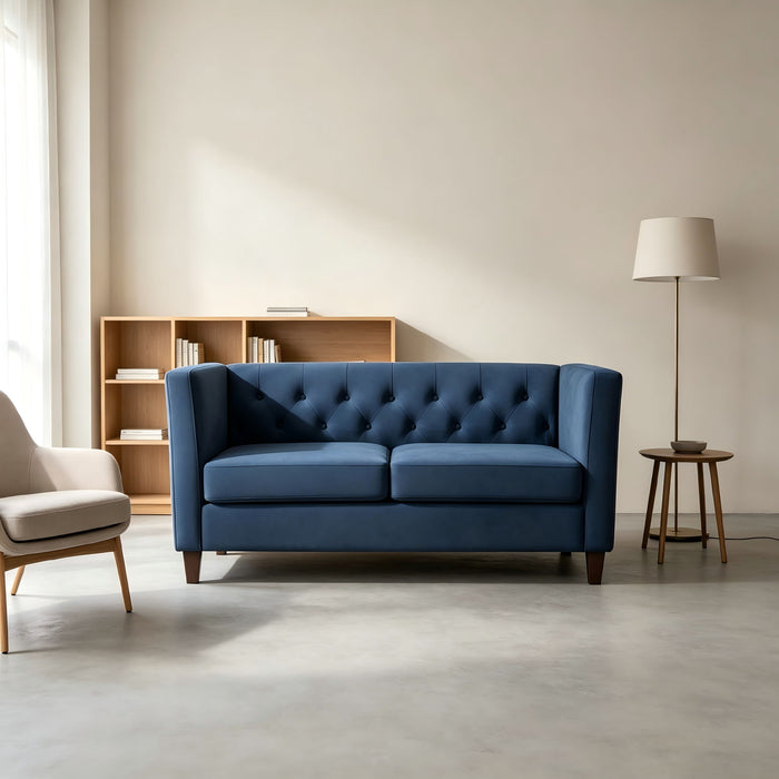 Button Tufted Loveseat, 2 Seater With Square Arm Couch For Living Room US Pride