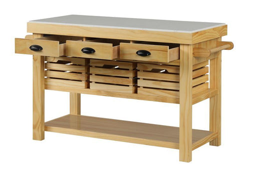 Grovaam - Kitchen Island - Marble Top & Natural ACME