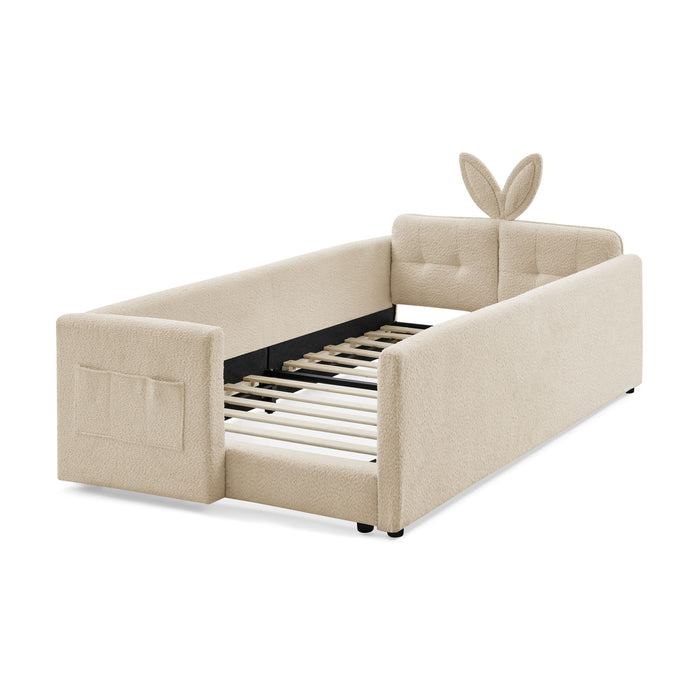 Cute Rabbit Ear Upholstered Platform Bed Frame With Safety Rail Home Essentials