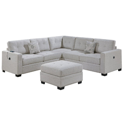 Casual Simple Tufted Sectional 4 Piece Set With USB Loveseat Home Essentials