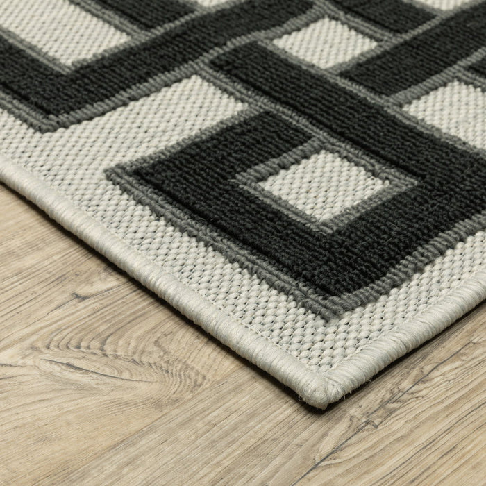 2' X 4' Stain Resistant Indoor / Outdoor Area Rug - Beige / Black