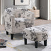 Accent Chair With Matching Ottoman Upholstered Round Backrest, Seating Set - Off White / White Home Essentials