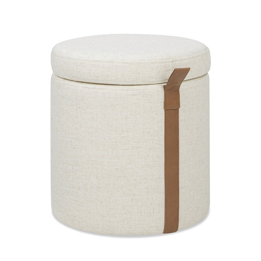 Brandy - Round Upholstered Storage Ottoman With Accent Jennifer Taylor Home