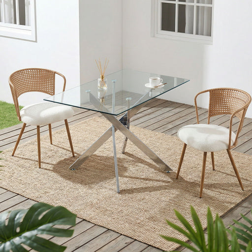 Dining Chairs With Wing Back Design For Kitchen (Set of 2) - Beige / Brown Home Essentials