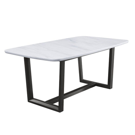 Madan - Dining Table With Marble Top - Marble Top & Weathered Gray ACME