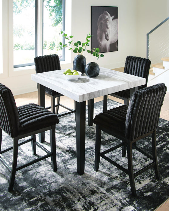Mervannie - 5 Pc. - Counter Height Dining Table And 4 Barstools - Gray / Black Signature Design by Ashley®