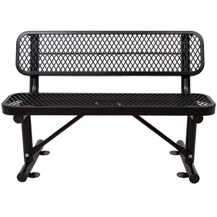 6' Outdoor Steel Bench With Backrest