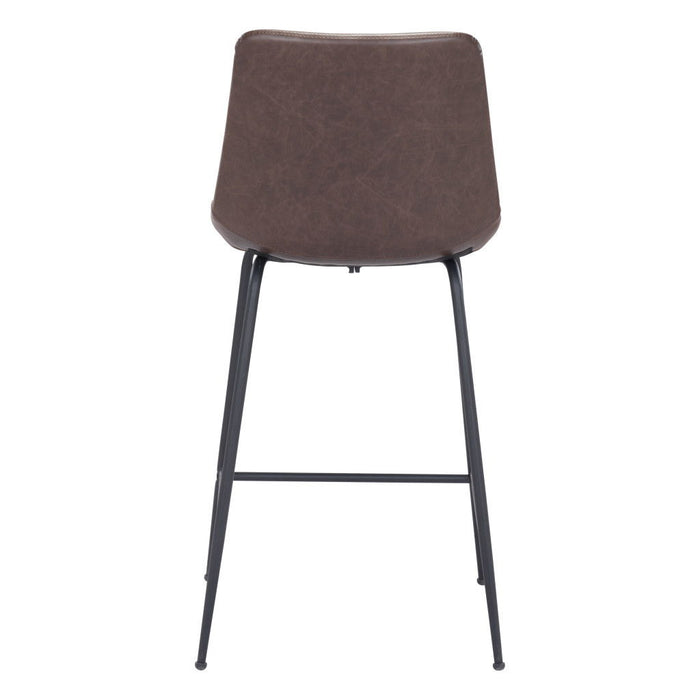 Steel Low Back Counter Height Bar Chair - Brown And Black