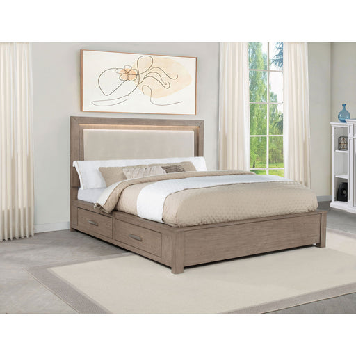 Gibbons - LED Storage Bed With Upholstered Headboard Furniture Max