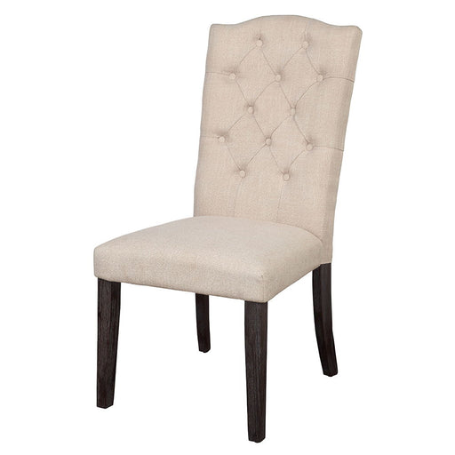Gerardo - Side Chair (Set of 2) - Beige Linen & Weathered Espresso ACME