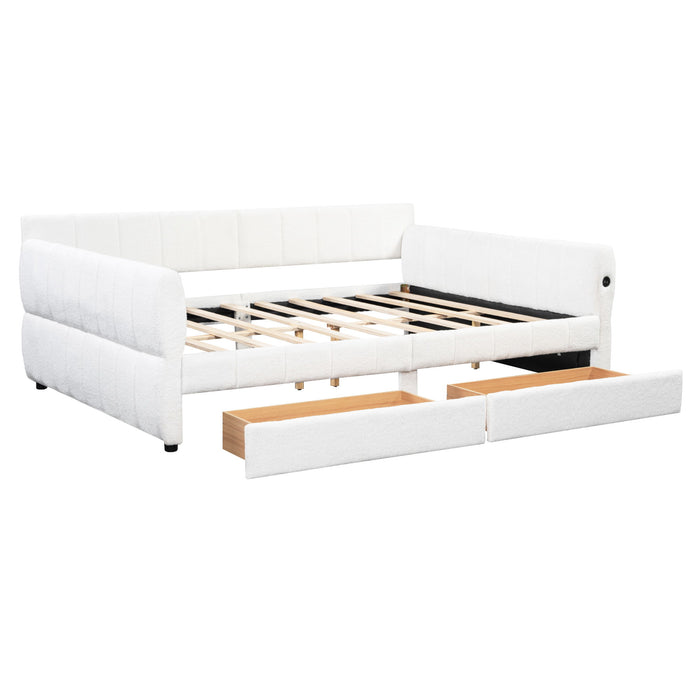 Upholstered Platform Bed With USB Charging