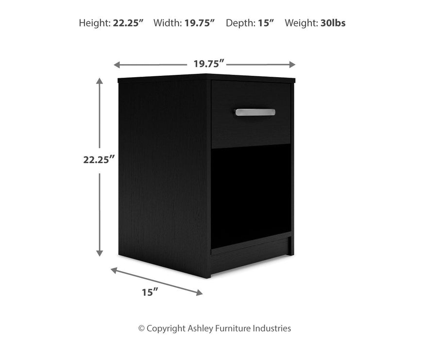 Finch - One Drawer Night Stand - 23" Height - Black Signature Design by Ashley®