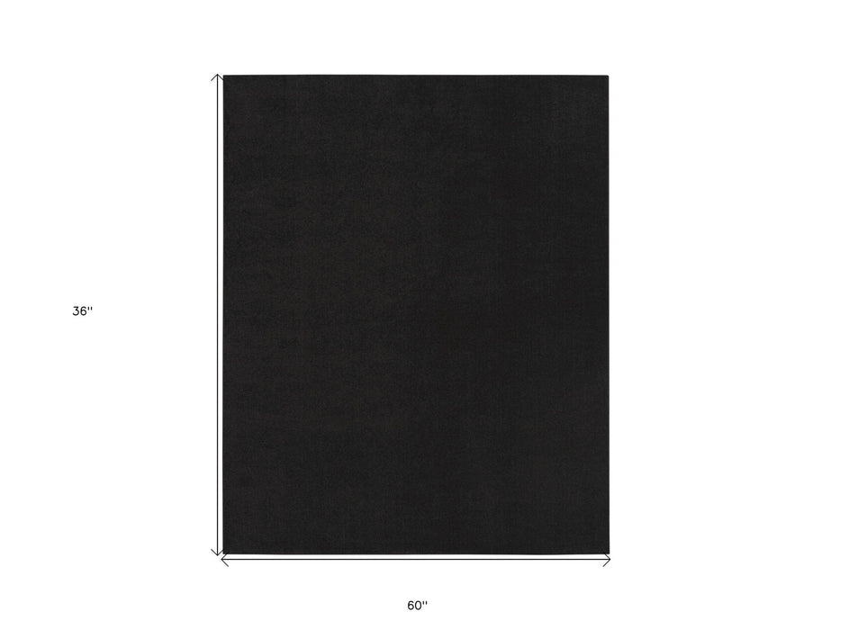 3' X 5' Stain Resistant Indoor / Outdoor Area Rug - Black