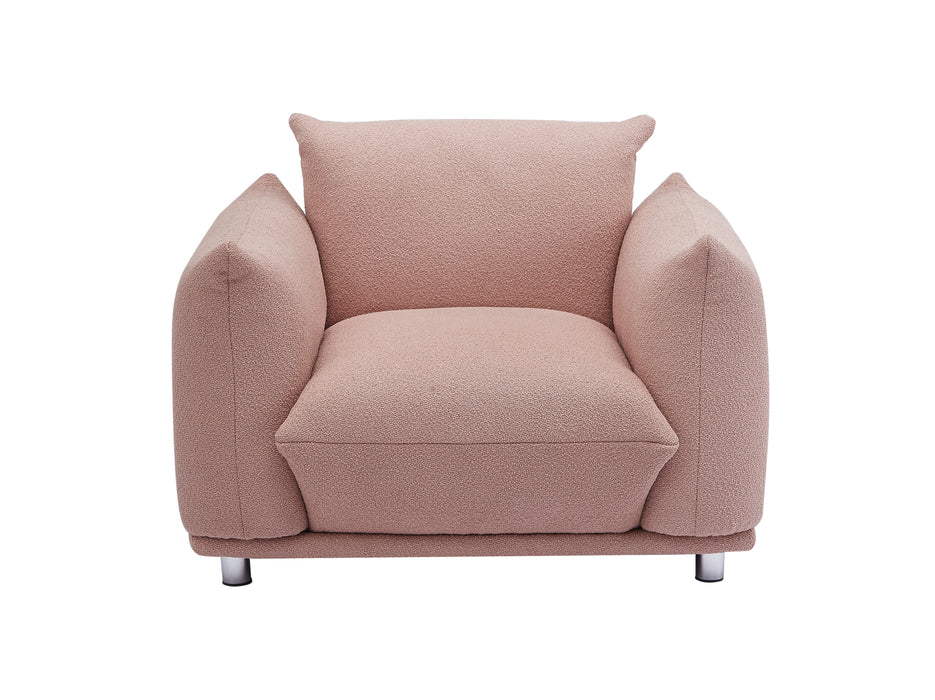 3 / 1 Oversized Loveseat Sofa For Living Room, Sherpa Sofa With Metal Legs, 3 Seater Sofa, Solid Wood Frame Couch With 2 Pillows, For Apartment Office Living Room Pink