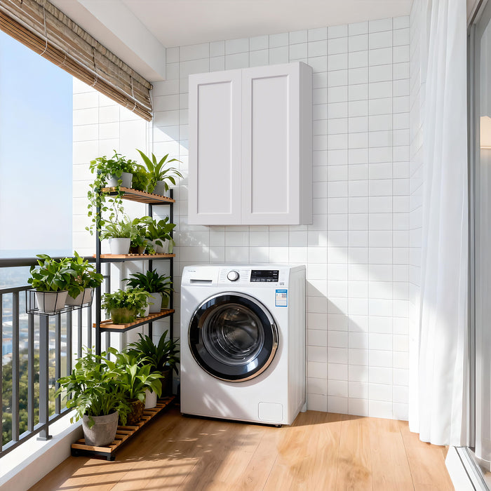 Shaker Wall Cabinet With Soft Close Hinges, Adjustable Shelves, Double Door Home Essentials