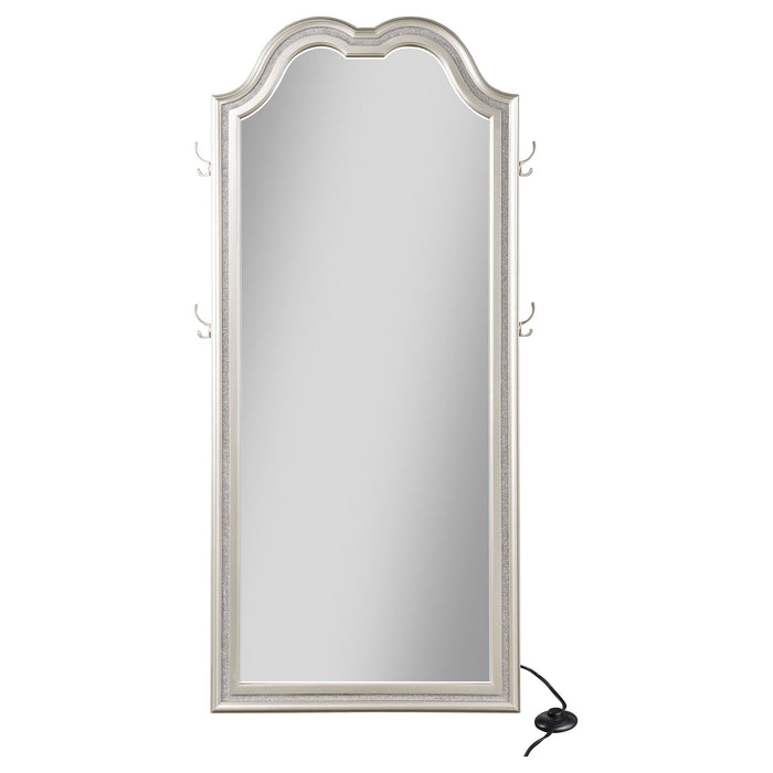Colwood - Full Floor Mirror With LED Lighting And Storage Hooks - Silver Furniture Max