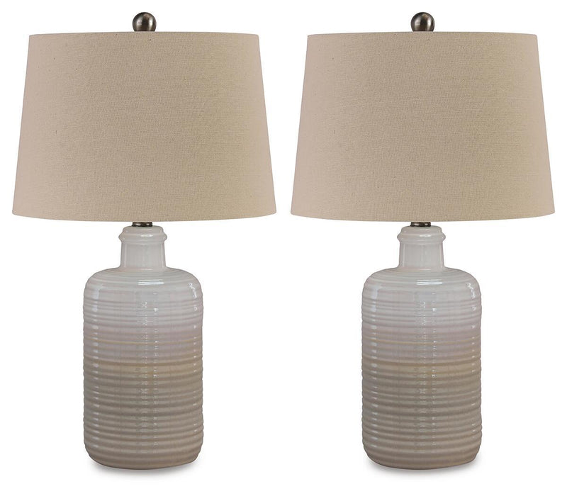 Marnina - Ceramic Table Lamp (Set of 2) - Taupe Signature Design by Ashley®