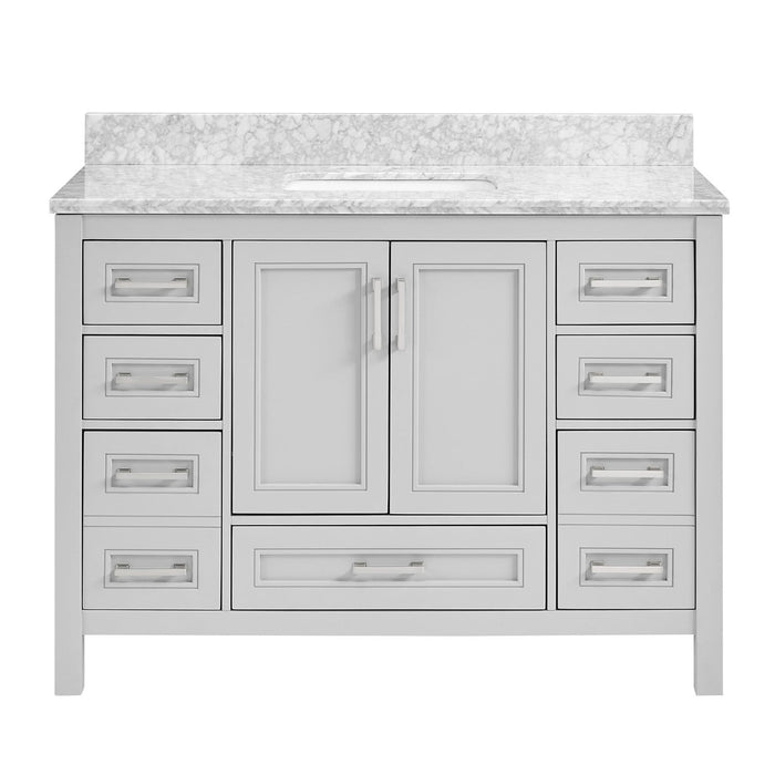 48 In Undermount Single Sink Bathroom Storage Cabinet With Carrara Natural Marble Top