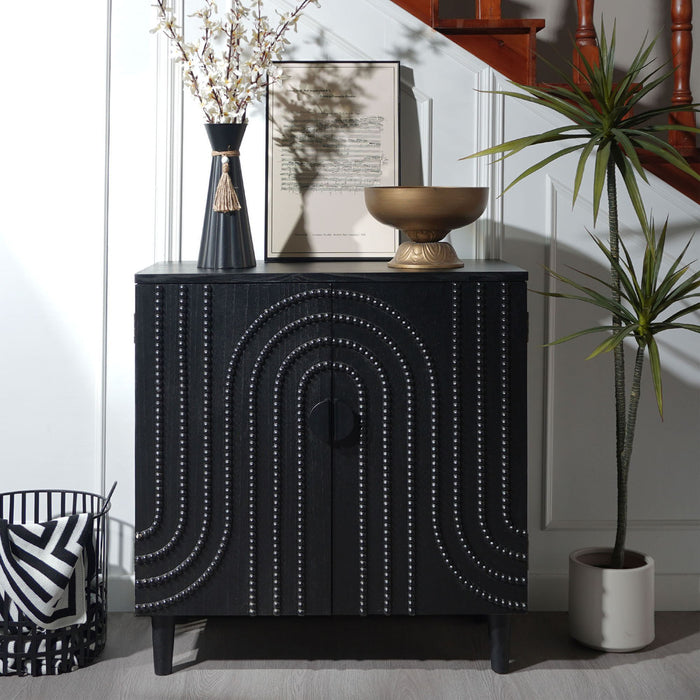 2 Door Storage Cabinet With Adjustable Shelf - Black Home Essentials