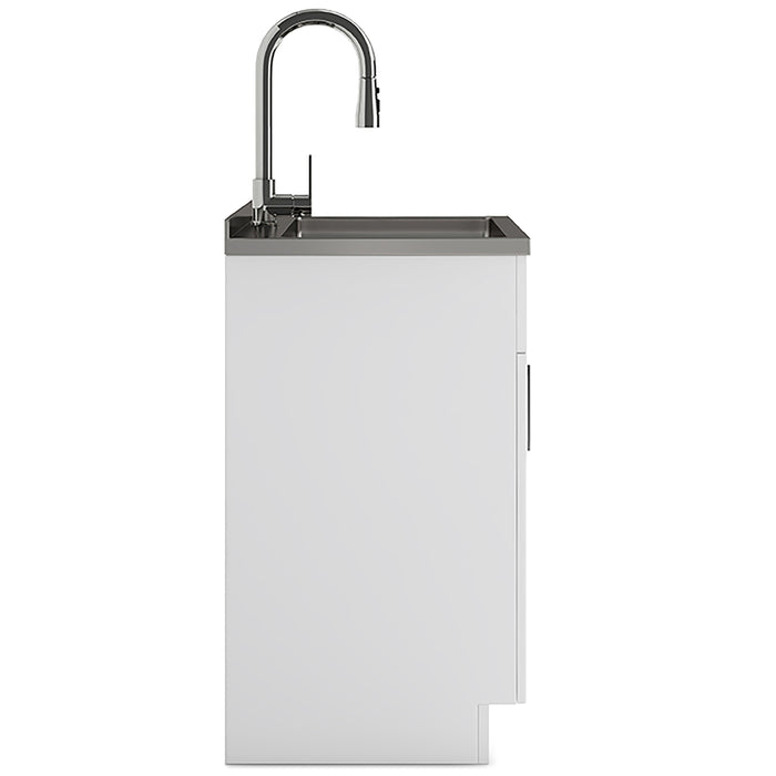 Modern Wide Shaker - 28" Laundry Cabinet With Faucet And Stainless Steel Sink - White