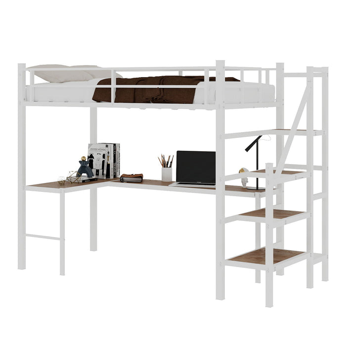 Loft Bed With L-Shaped Desk, Large Storage Space Home Essentials