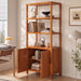 Modern Tall Storage Bookcase Cabinet With 2 Open Shelves & Double Doors Noble House
