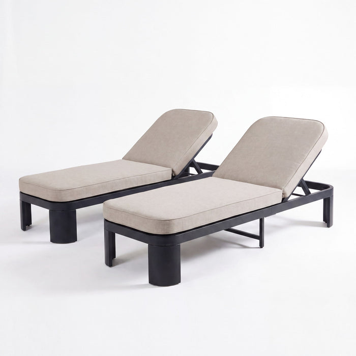Outdoor Chaise Lounge With Cushion, 5 Position Adjustable Backrest Noble House