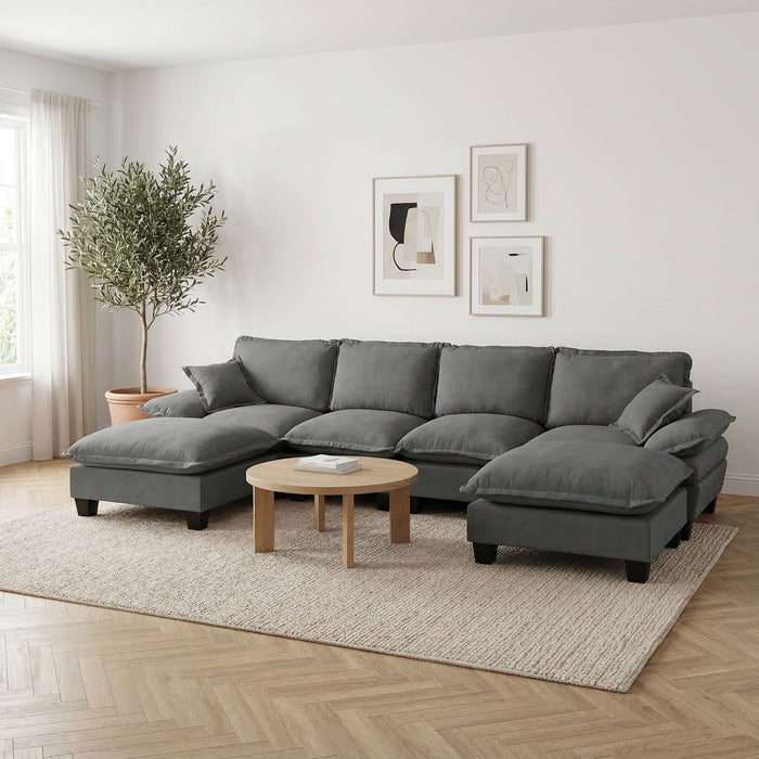 Modular Sectional Sofa With Movable Ottoman & Pillows Home Essentials