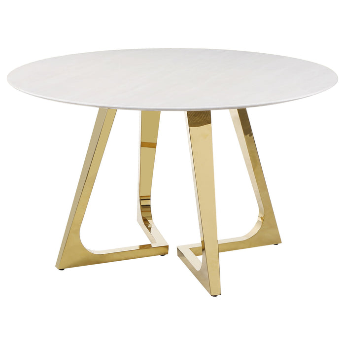 Imani - Round Marble Dining Table - Gold Furniture Max