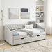 Upholstered Tufted Daybed With 2 Drawers, Waved Arms Home Essentials