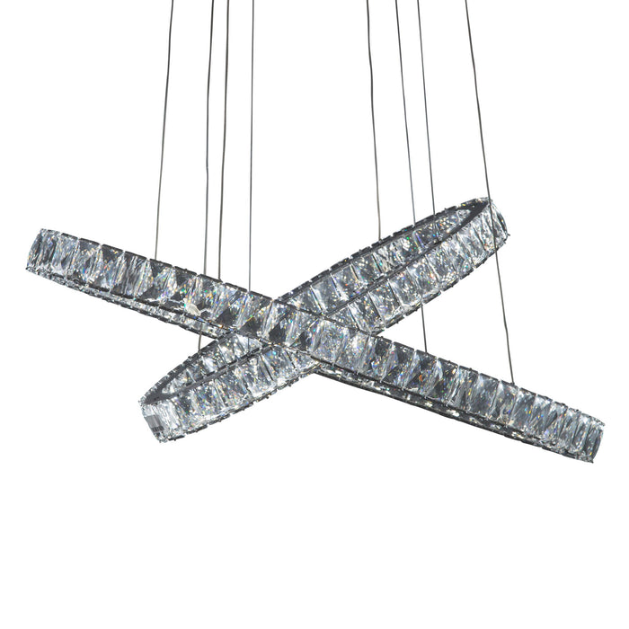 Michael Amini Lighting - Crossover Modern Crystal LED Chandelier - Chrome Michael Amini