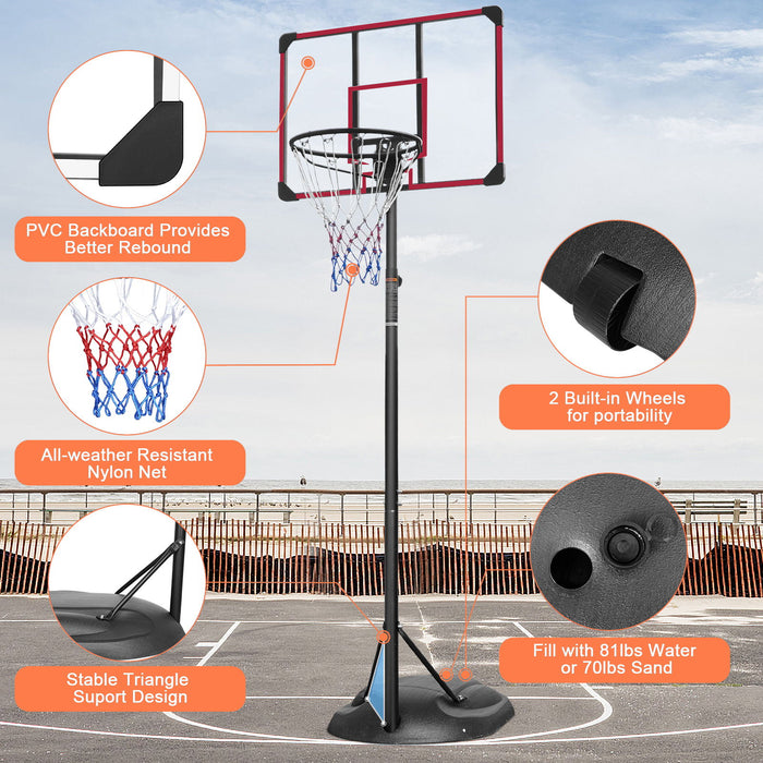 Portable Basketball Hoop System Stand, Height Adjustable For Indoor / Outdoor - Red Daily Nest