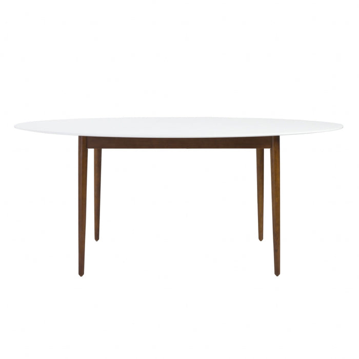 Oval Dining Table - White / Brown