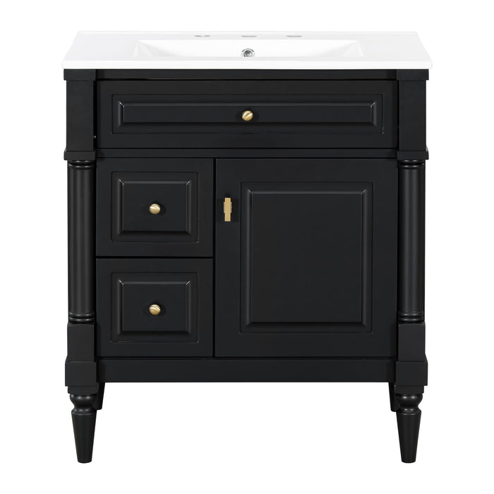 Modern Bathroom Vanity With Sink, Freestanding Cabinet With Flip Drawer & Adjustable Shelf Hearth and Haven