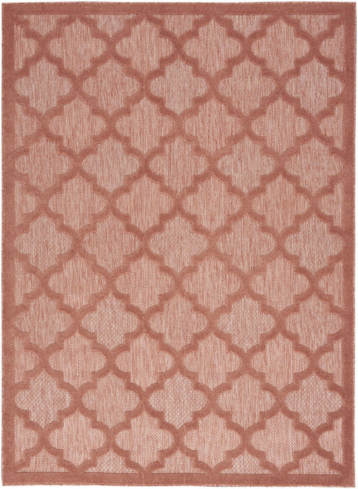 5' X 7' Ikat Indoor / Outdoor Area Rug - Coral Orange