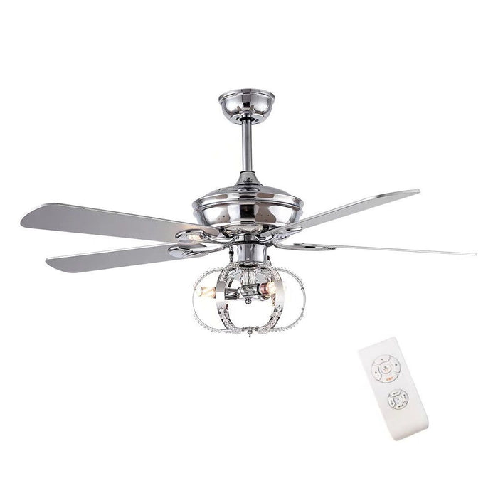 Modern Metal Chandelier Ceiling Fan - Silver