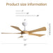 52" Ceiling Fan With 22W LED Light And Remote Control, 50 / 10 / 24 Downrod - White Daily Nest